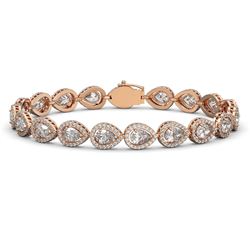 14.28 ctw Pear Cut Diamond Micro Pave Bracelet 18K Rose Gold - REF-1987R8K
