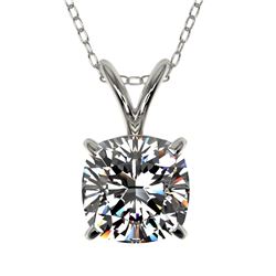1 ctw Certified VS/SI Quality Cushion Cut Diamond Necklace 10k White Gold - REF-239Y3X