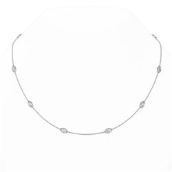 5 ctw Marquise Diamond Station Necklace 18K White Gold - REF-843F2M