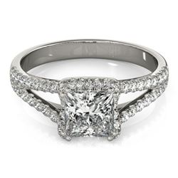 2.05 ctw Certified VS/SI Princess Diamond Halo Ring 18k White Gold - REF-531F8M