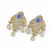 Image 3 : 14.15 ctw Tanzanite & Diamond Earrings 18K Yellow Gold - REF-889R3K
