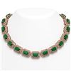 Image 1 : 137.65 ctw Emerald & Diamond Victorian Necklace 14K Rose Gold - REF-3181N8F