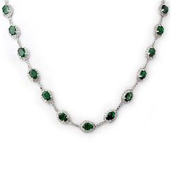 21.0 ctw Emerald & Diamond Necklace 14k White Gold - REF-252M2G