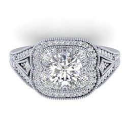 1.95 ctw Certified VS/SI Diamond Art Deco Micro Ring 14k White Gold - REF-368M9G