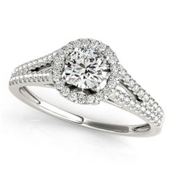 1.3 ctw Certified VS/SI Diamond Halo Ring 18k White Gold - REF-284M2G