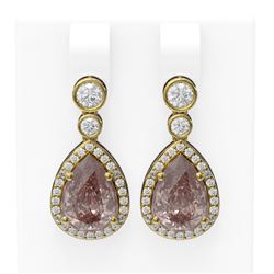 2.5 ctw Morganite & Diamond Earrings 18K Yellow Gold - REF-142M8G