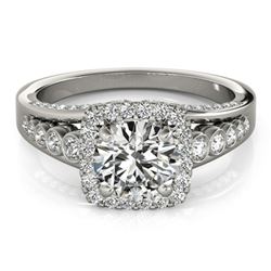 1.5 ctw Certified VS/SI Diamond Halo Ring 18k White Gold - REF-187F2M