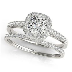 1.17 ctw Certified VS/SI Cushion Diamond 2pc Set Halo 14k White Gold - REF-170W8H