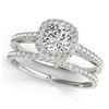 Image 1 : 1.17 ctw Certified VS/SI Cushion Diamond 2pc Set Halo 14k White Gold - REF-170W8H
