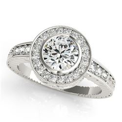 1.35 ctw Certified VS/SI Diamond Halo Ring 18k White Gold - REF-300X8A