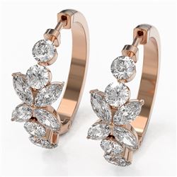 3.6 ctw Diamond Designer Earrings 18K Rose Gold - REF-469F3M