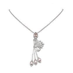 8.39 ctw Morganite & Diamond Necklace 18K White Gold - REF-440R5K