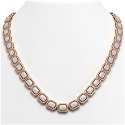 37.69 ctw Opal & Diamond Micro Pave Halo Necklace 10k Rose Gold - REF-748X4A