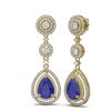 Image 2 : 10.92 ctw Sapphire & Diamond Earrings 18K Yellow Gold - REF-445M5G