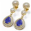 Image 3 : 10.92 ctw Sapphire & Diamond Earrings 18K Yellow Gold - REF-445M5G