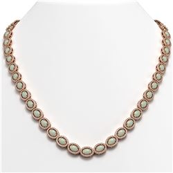 21.21 ctw Opal & Diamond Micro Pave Halo Necklace 10k Rose Gold - REF-581G8W
