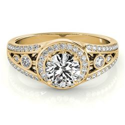 1.15 ctw Certified VS/SI Diamond Halo Ring 18k Yellow Gold - REF-163M6G