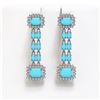 Image 1 : 9.54 ctw Turquoise & Diamond Earrings 14K White Gold - REF-188N9F