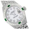 Image 1 : Rolex Men's Stainless Steel, QuickSet, Diam Dial & Diam/Emerald Bezel - REF-557X4Y