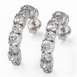 3.9 ctw Cushion Cut Diamond Designer Earrings 18K White Gold - REF-367R6K