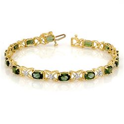 8.15 ctw Green Tourmaline & Diamond Bracelet 14k Yellow Gold - REF-127F3M