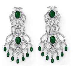17.30 ctw Emerald & Diamond Earrings 14k White Gold - REF-490G9W