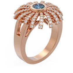 1.5 ctw Intense Blue Diamond Ring 18K Rose Gold - REF-206G8W