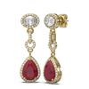 Image 2 : 8.82 ctw Ruby & Diamond Earrings 18K Yellow Gold - REF-281Y3X