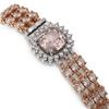 Image 2 : 27.48 ctw Morganite & Diamond Bracelet 14K Rose Gold - REF-402W9H
