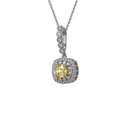 1.95 ctw Canary Citrine & Diamond Victorian Necklace 14K White Gold - REF-69X6A