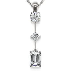 1.16 ctw Emerald Cut Diamond Designer Necklace 18K White Gold - REF-214X9A