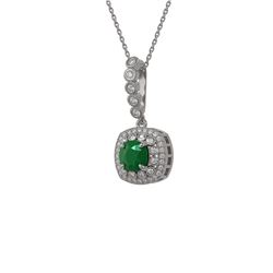 2.55 ctw Certified Emerald & Diamond Victorian Necklace 14K White Gold - REF-100F2M
