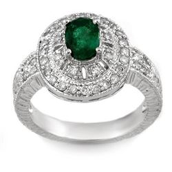 1.58 ctw Emerald & Diamond Ring 18k White Gold - REF-118W2H
