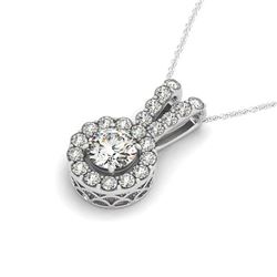 1.5 ctw Certified SI Diamond Halo Necklace 14k White Gold - REF-200Y2X