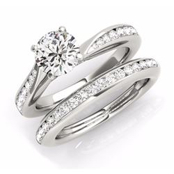 1.46 ctw Certified VS/SI Diamond 2pc Wedding Set 14k White Gold - REF-175M4G