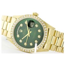 Rolex Men's 18K Yellow President, QuickSet, Diamond Dial & Diamond Bezel - REF-1391M6F