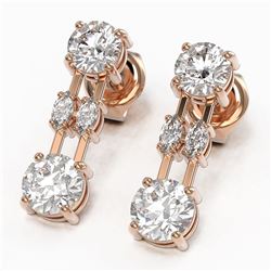 3 ctw Marquise Cut Diamond Designer Earrings 18K Rose Gold - REF-443H6R