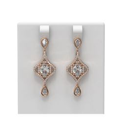 3.82 ctw Oval Diamond Earrings 18K Rose Gold - REF-825A4N