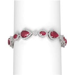 33.90 ctw Ruby & Diamond Bracelet 18K White Gold - REF-637R3K