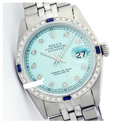 Rolex Men's Stainless Steel, QuickSet, Diam Dial & Diam/Sapphire Bezel - REF-521N3A