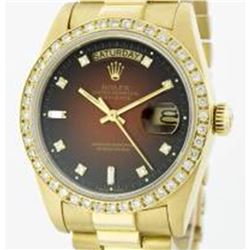 Rolex Men's 18K Yellow President, QuickSet, Diamond Dial & Diamond Bezel - REF-1391W7H