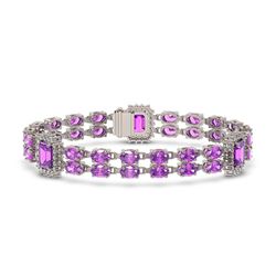 14.81 ctw Amethyst & Diamond Bracelet 14K White Gold - REF-232H2R