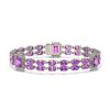 Image 1 : 14.81 ctw Amethyst & Diamond Bracelet 14K White Gold - REF-232H2R