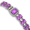 Image 3 : 14.81 ctw Amethyst & Diamond Bracelet 14K White Gold - REF-232H2R