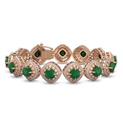 37.35 ctw Emerald & Diamond Victorian Bracelet 14K Rose Gold - REF-956N8F