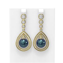 3.8 ctw Diamond & Pearl Earrings 18K Yellow Gold - REF-446Y2X