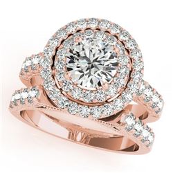 2.67 ctw Certified VS/SI Diamond 2pc Wedding Set Halo 14k Rose Gold - REF-343A8N