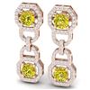 Image 2 : 4 ctw SI/I Fancy Yellow Diamond Earrings 18K Rose Gold - REF-330F2M