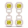 Image 3 : 4 ctw SI/I Fancy Yellow Diamond Earrings 18K Rose Gold - REF-330F2M