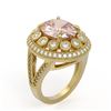 Image 2 : 7.06 ctw Certified Morganite & Diamond Victorian Ring 14K Yellow Gold - REF-304F4M
